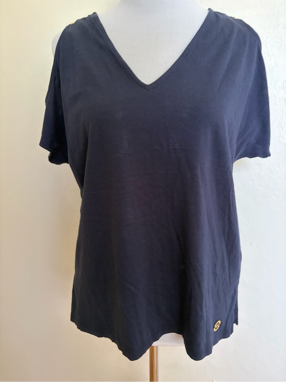 Michael Kors Navy V-Neck Short Sleeve Tee